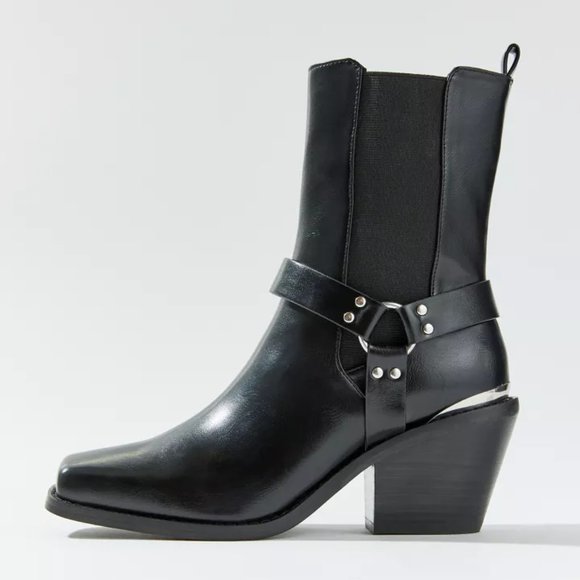 Urban Outfitters Lola Square Toe Boots Brown or Black Faux Leather/Suede NIB - Picture 8 of 12